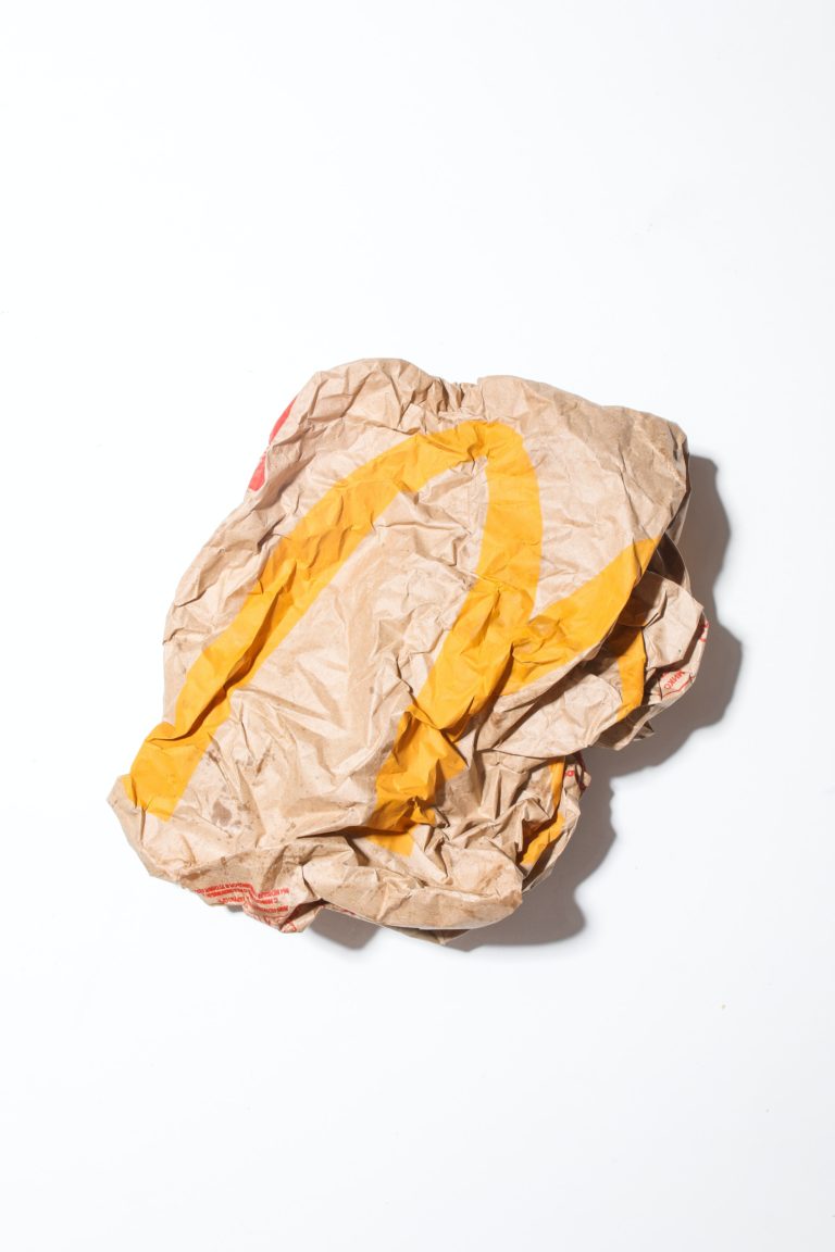 wrinkled old fast food bag