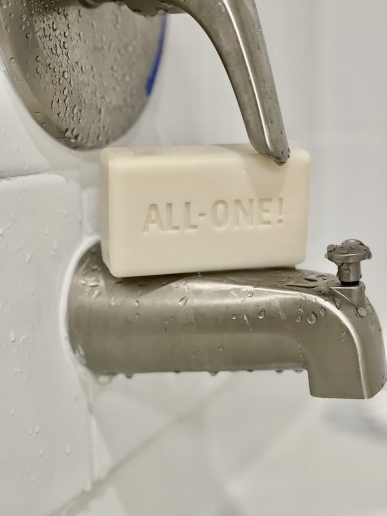 Dr bronner's bar soap in shower