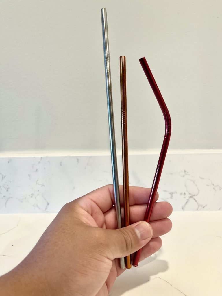 3 reusable metal straws