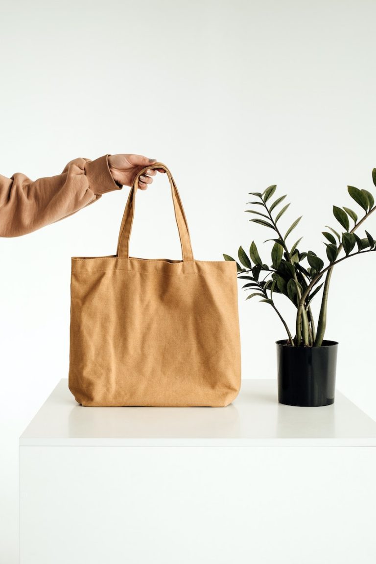 person holding reusable tote