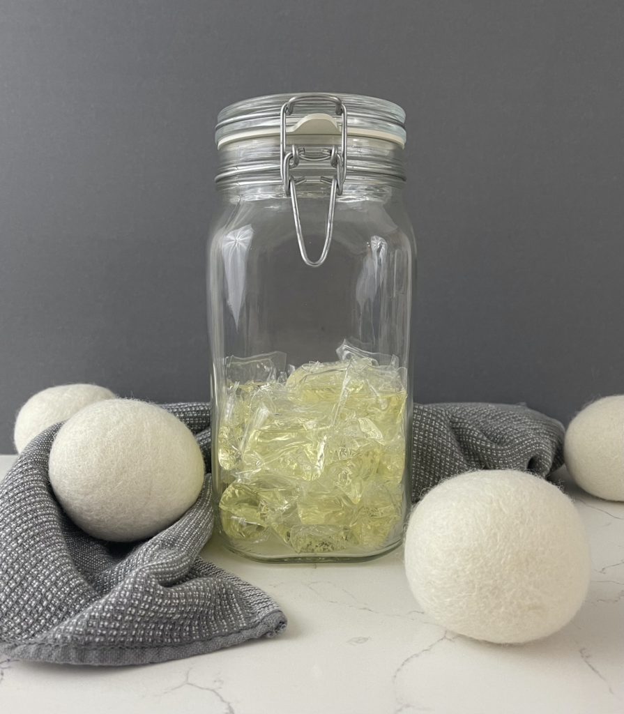 dropps laundry pods in glass jar