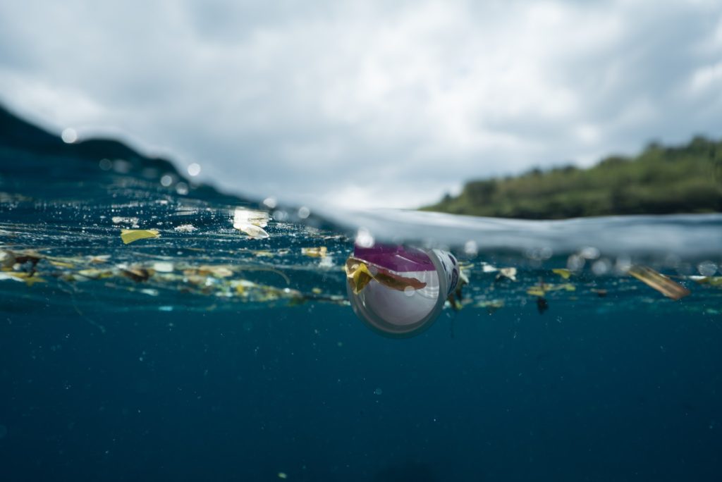 plastic pollution floating in the ocean